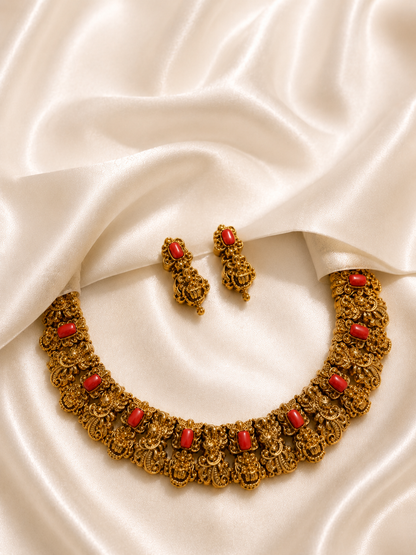 Sushma Antique Coral Choker Necklace Set
