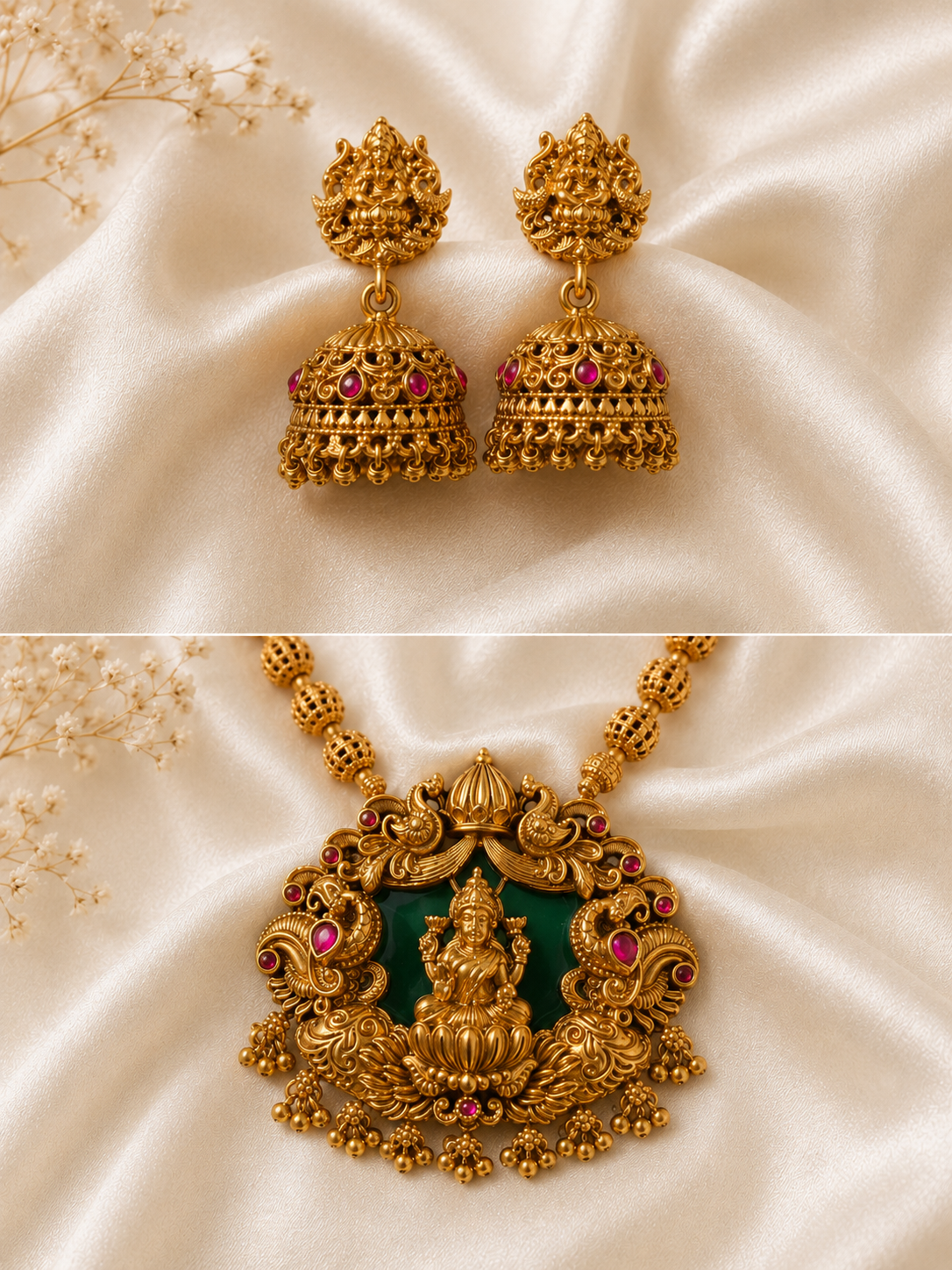Rama Antique Gold Lakshmi Temple Jewelry Set