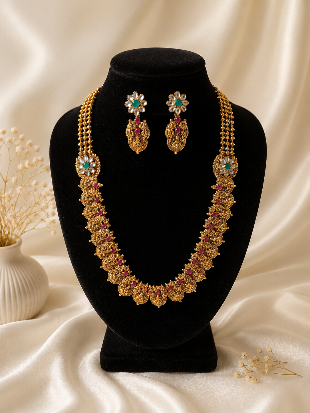 Veena Traditional Antique Gold Kasu Mala| Antica Design